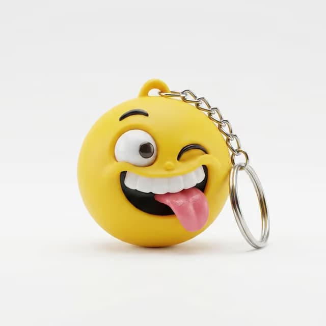 Expressive Emoji Face Keychain, PLA Silk Dual-Color