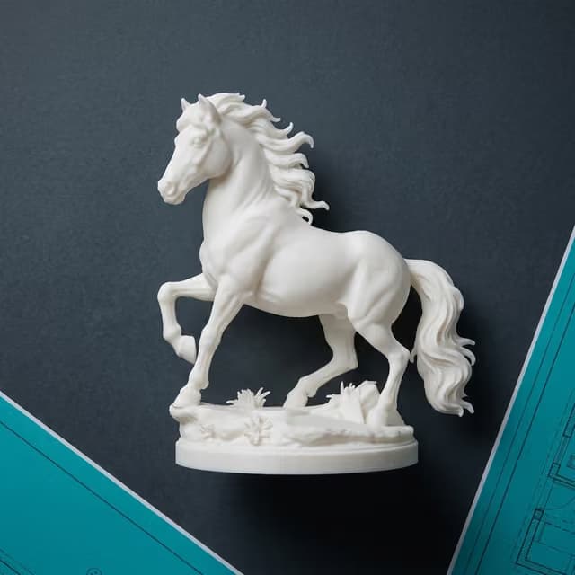 Regal Galloping Horse Sculpture, PLA Silk Gold