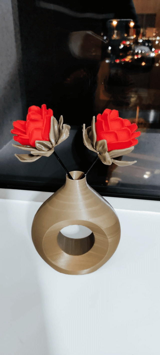 Sculptural Torus Ribbon Flower Vase, PLA Silk Dual-Color