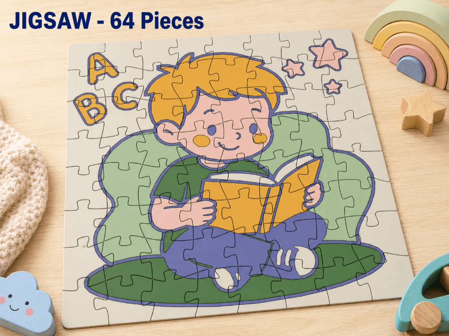 Jigsaw Puzzle - 64 Pieces - Boy Reading, PLA