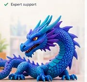 Custom 3D Printed Blue Dragon
