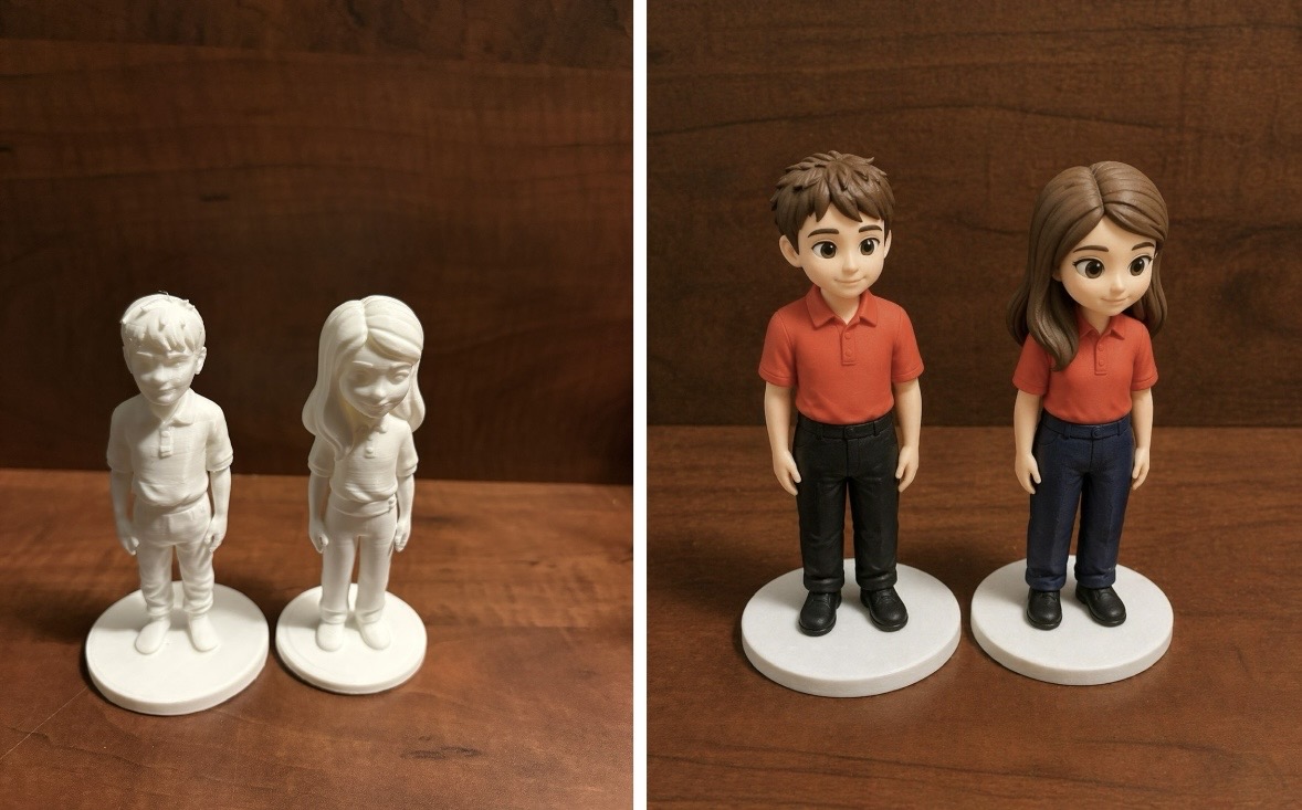 Intricate Custom Figurine Sculpture, PLA Silk Gold