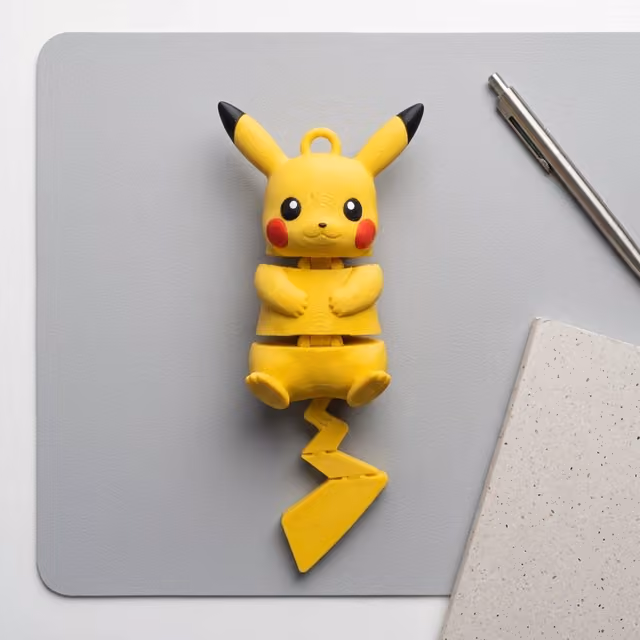 Pikachu Articulated Pocket Keychain, Electric Yellow & Crimson
